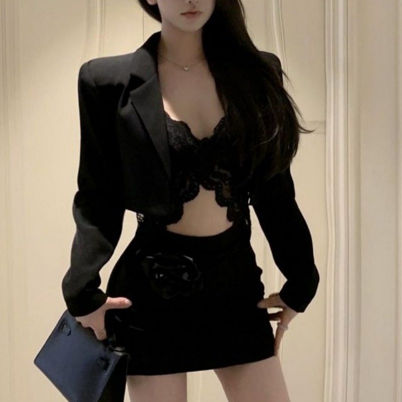 Black Spring Blazer Lace Brale - Lace Bralette Set reseña y precio