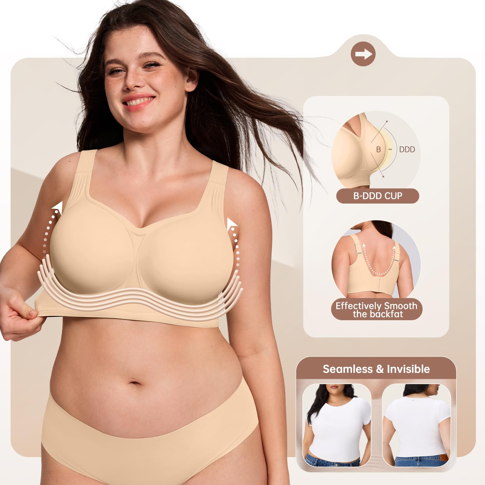 Plus Size Wireless Bra for Wom - Underwire Bra Padded reseña y precio