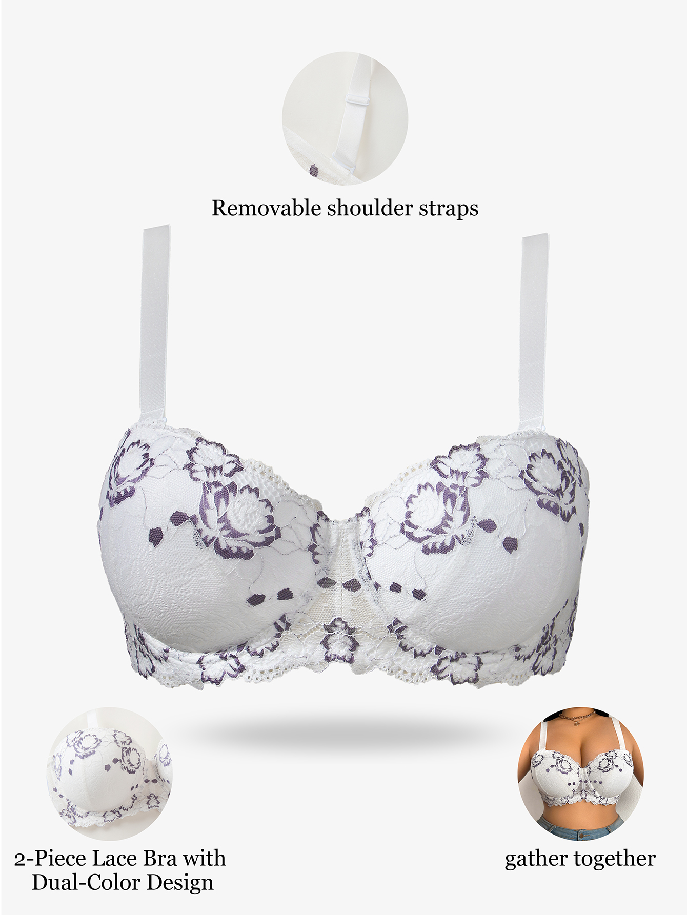 Plus Size Lace & Embroidery Wo - Minimizer Bra Women reseña y precio