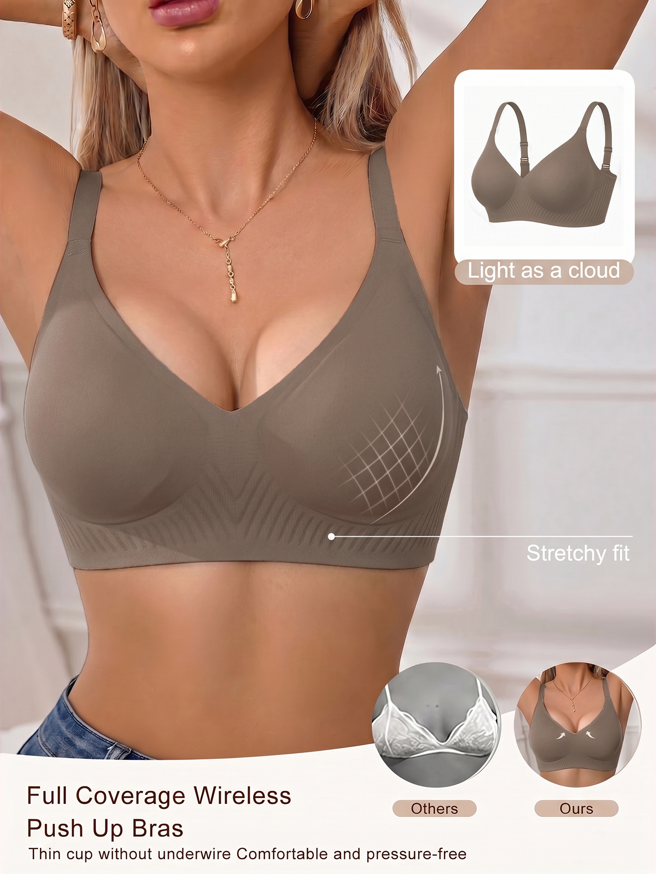 Full Coverage Push Up Jelly Su - Underwire Bra Padded reseña y precio