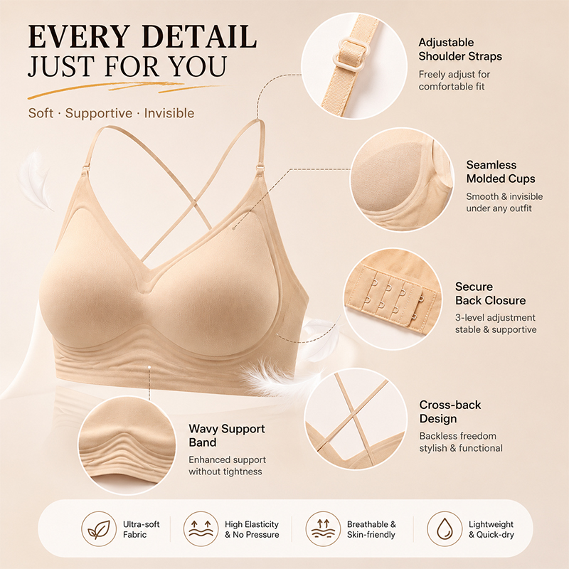 FINETOO Seamless Wave Support  - Sleep Bra Bralette reseña y precio