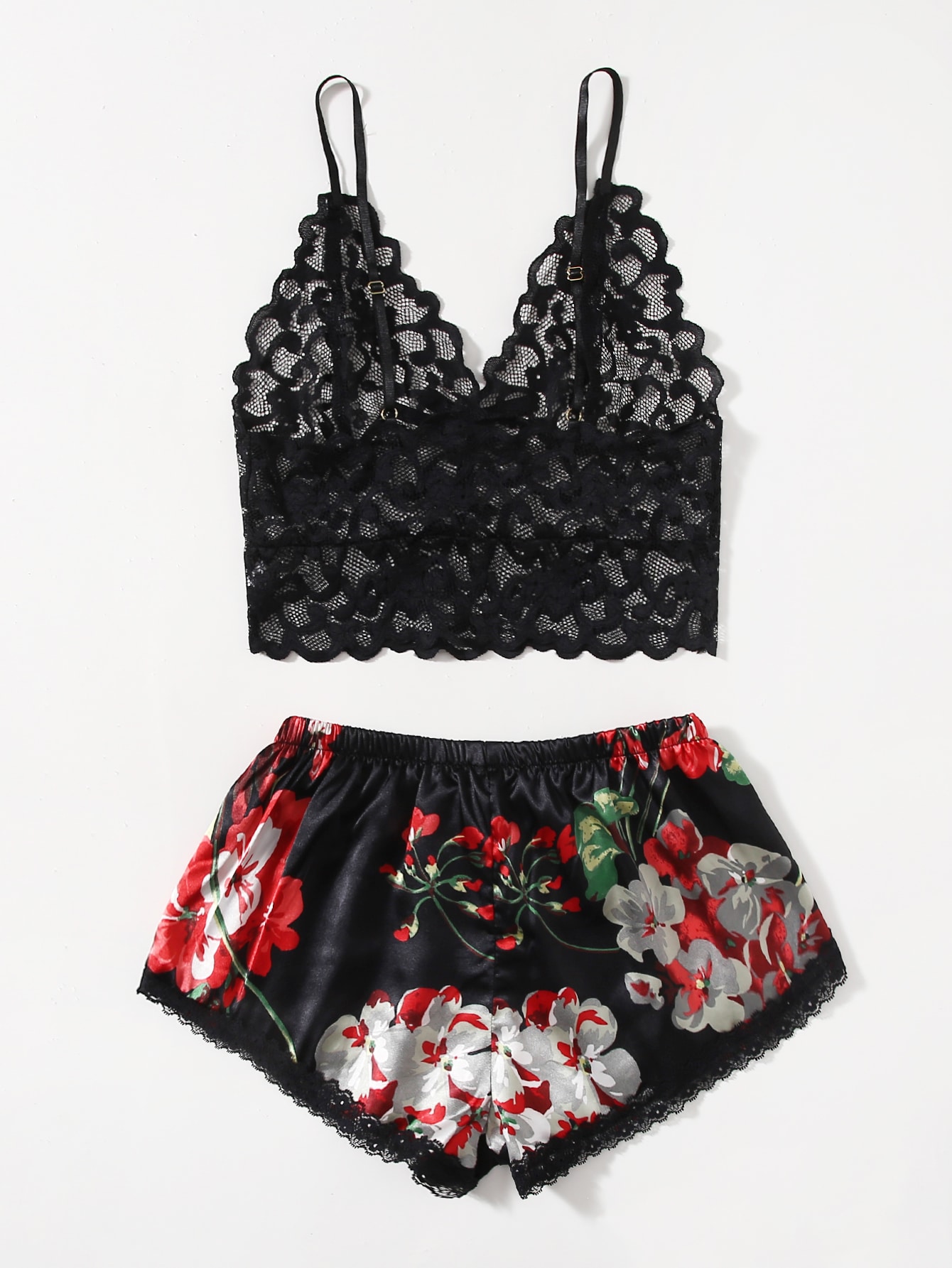 Floral Lace Pajama Set for Wom - Lace Bralette Set reseña y precio