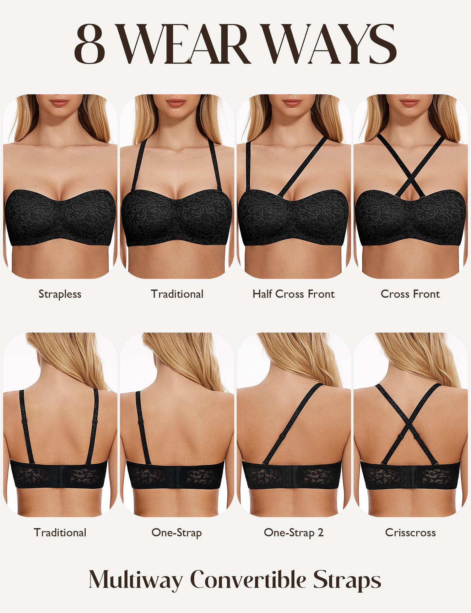 Wingslove Women's Strapless mu - Convertible Bra Multiway reseña y precio