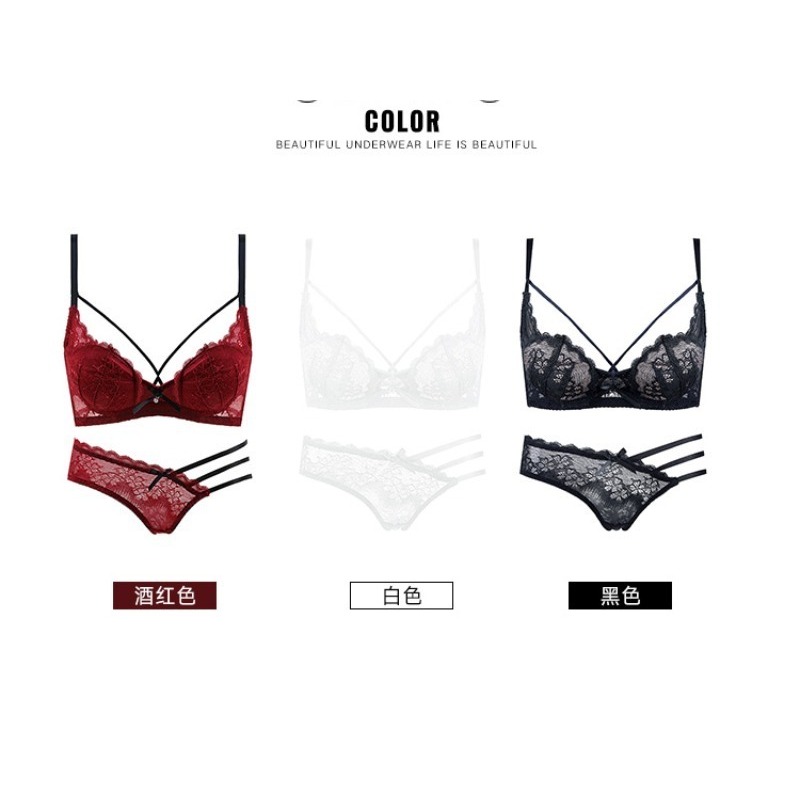 Elegant Lace Half Cup Bra Set, - Demi Bra Balconette reseña y precio