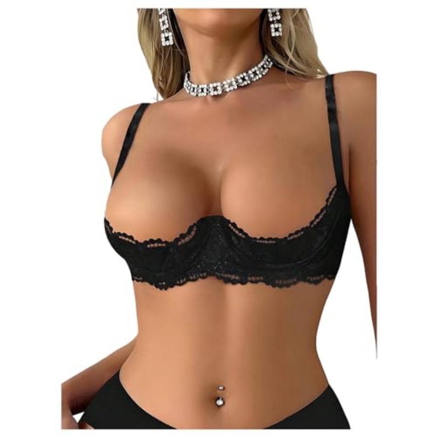 OYOANGLE Women's 1/4 Cup Lace  - Demi Bra Balconette reseña y precio