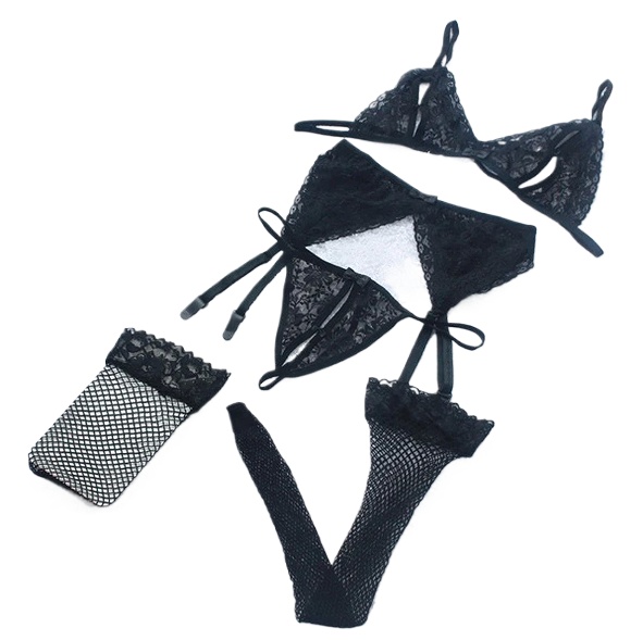 Lace Women Lingerie Set 4 Pcs  - Sheer Bra Lace reseña y precio