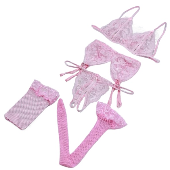 Lace Women Lingerie Set 4 Pcs  - Sheer Bra Lace reseña y precio