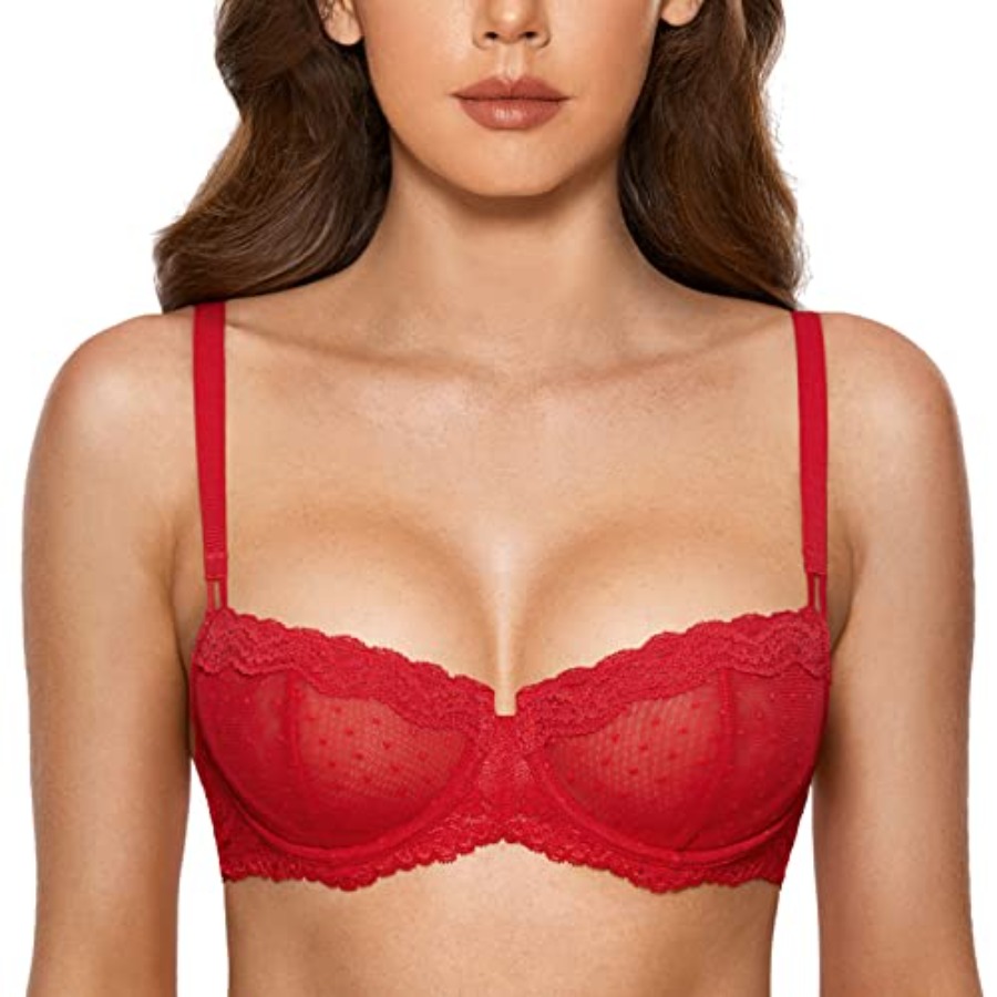 DOBREVA Women's Sexy Lace Bra  - Demi Bra Balconette reseña y precio