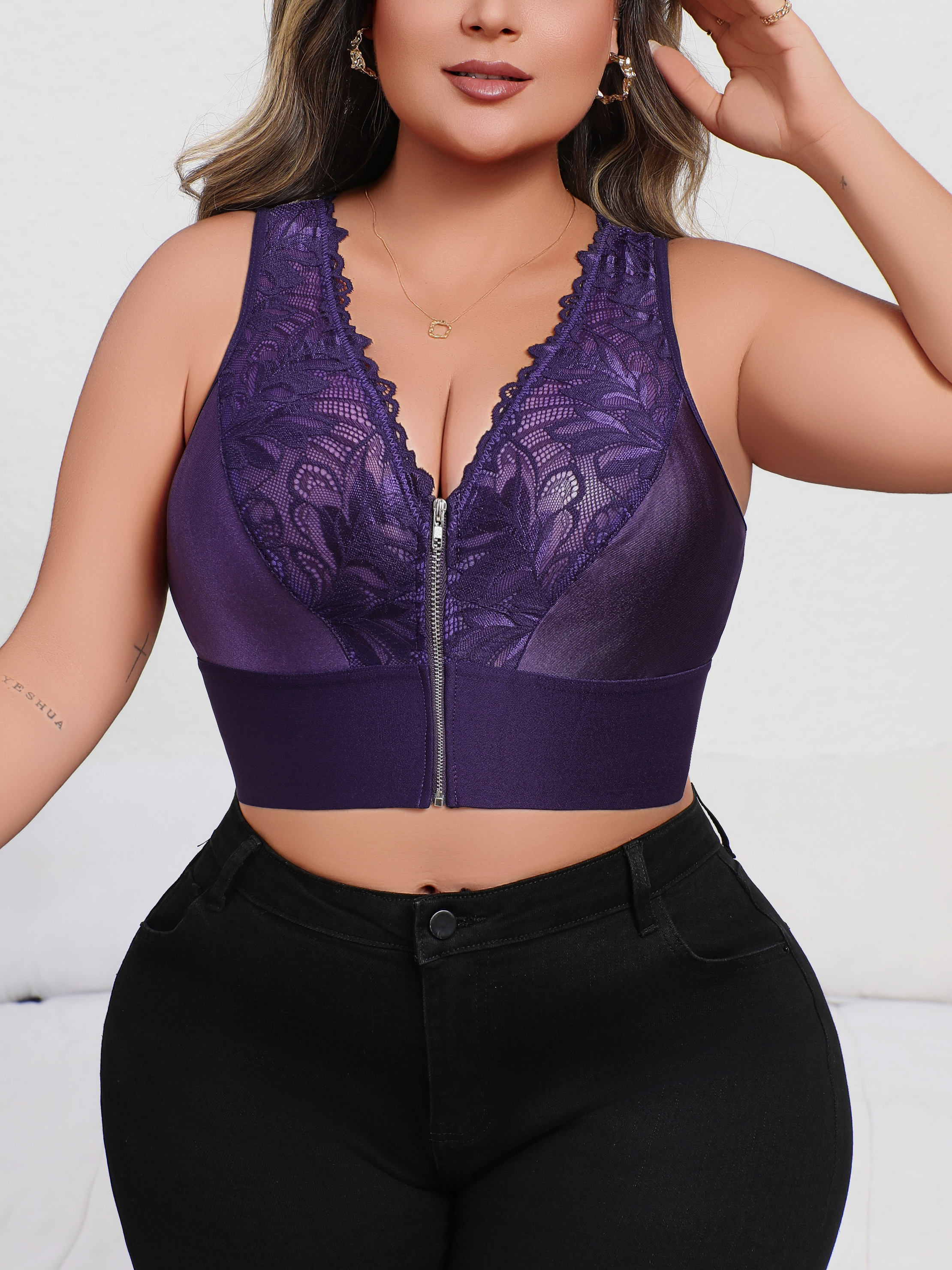 New Arrival Plus Size Sexy Pur - Plunge Bra Push Up reseña y precio