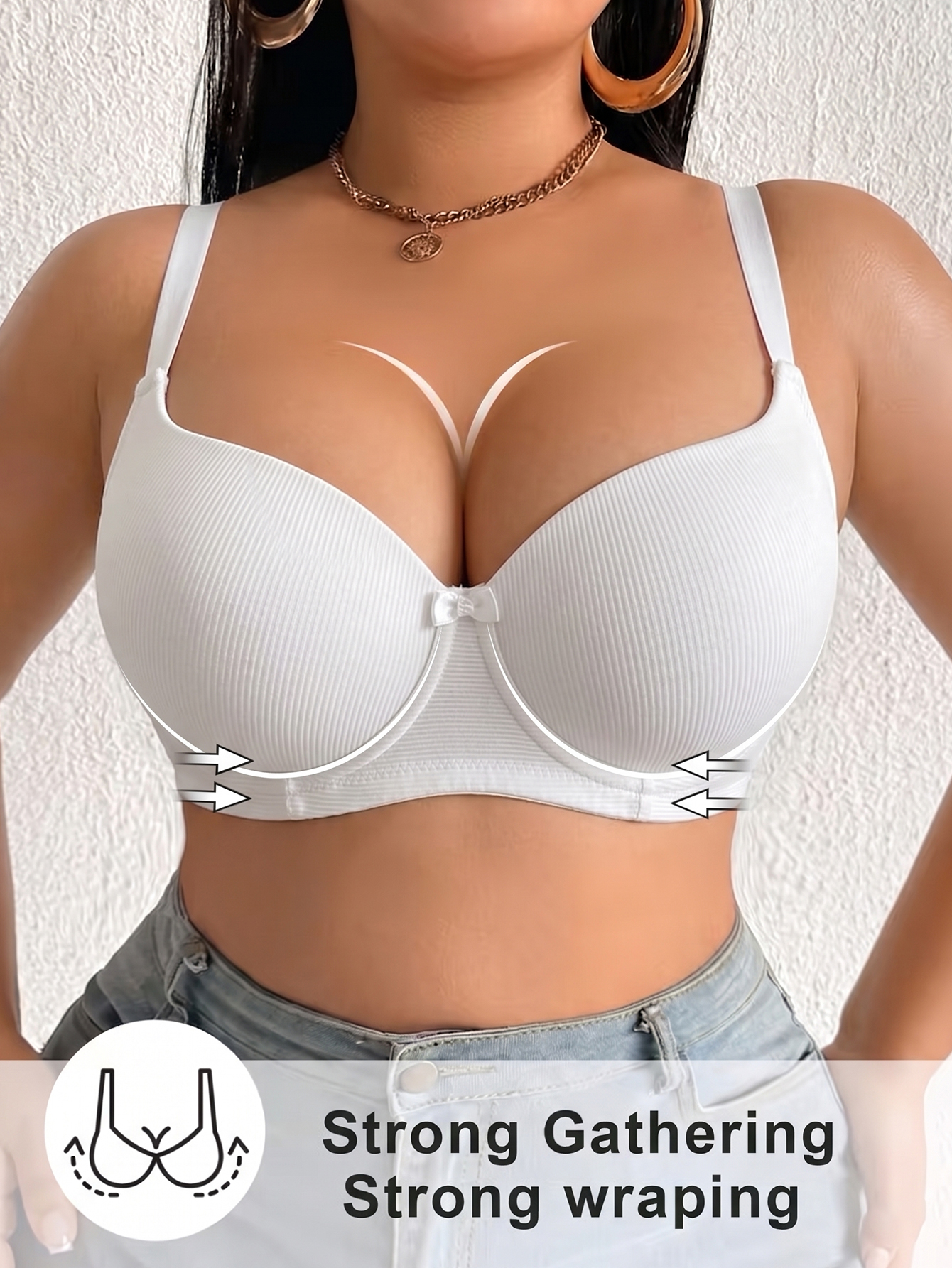 Plus Size Ribbed Women Bra Thi - Minimizer Bra Women reseña y precio