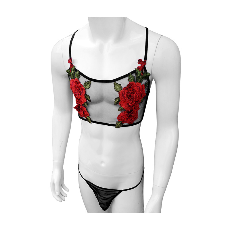 Sexy Embroidery Mens See Throu - Sheer Mesh Bra reseña y precio