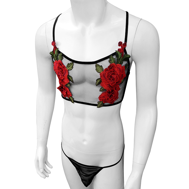 Sexy Embroidery Mens See Throu - Sheer Mesh Bra reseña y precio
