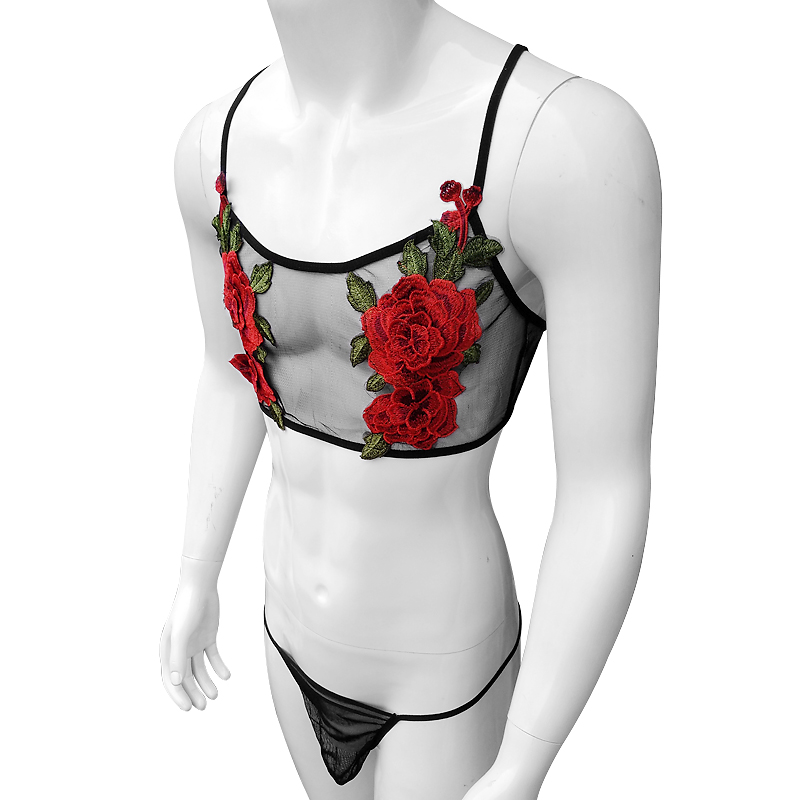 Sexy Embroidery Mens See Throu - Sheer Mesh Bra reseña y precio