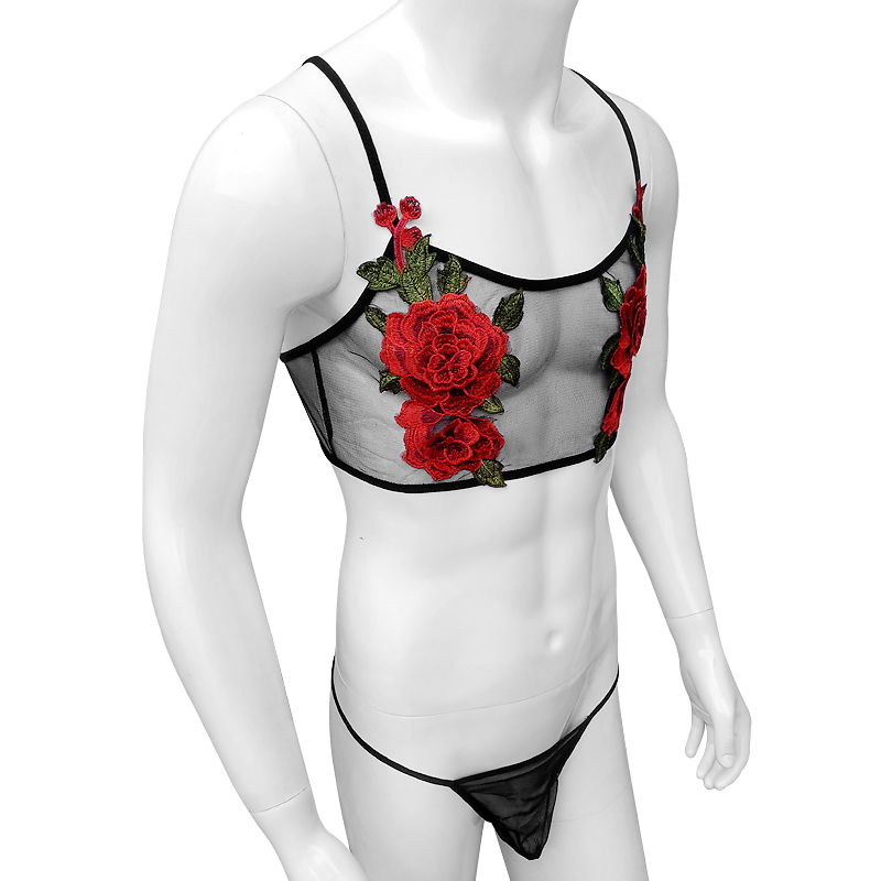 Sexy Embroidery Mens See Throu - Sheer Mesh Bra reseña y precio